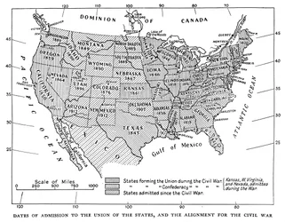 Dates of Admission to the Union of the States, and the Alignment for the Civil War
