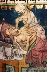 Death Strangling a Victim of the Plague. From the Stiny Codex, 14th century