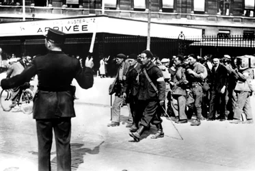 Demobilised French Soldiers Arriving at the Gare d