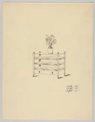 Design for Three-Tiered Table with Vase and Flowers, 1900–05