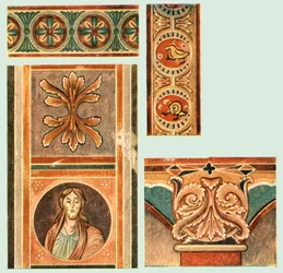Detail of mural paintings in the Church of St. George, Oberzell, Reichenau, Germany