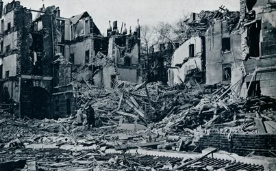 Devastated buildings, from the inner Temple garden, 1941