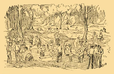 Digging and Washing for Gold in Australia in 1851