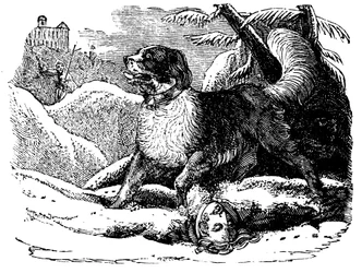Dog from the Hospice of St Bernard Finding a Traveller in the Snow