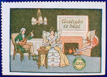 Early gas lighting advertisement label