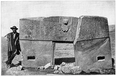 Eastern aspect of the monolithic gate of Akapana, Tiahuanaco, Bolivia