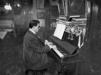 Edouard Herriot, French Radical politician, playing the piano