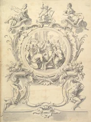 Elaborately Framed Roundel of Christ Washing the Feet of the Apostles
