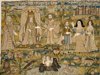 Embroidered Picture: The Proclamation of Solomon, Mid-17th Century