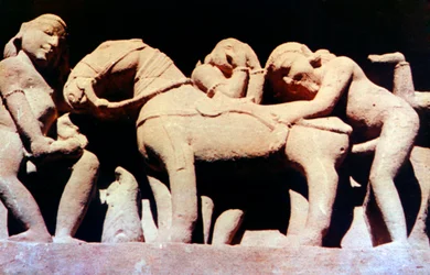 Erotic Sculpture, Hindu Temple, Khajuraho, India, 950 - 1050