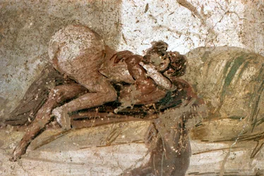 Erotic mural, Pompeii, Italy