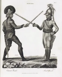 Fencing: open guard in pronation and closed guard in pronation