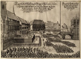 Execution of 27 Protestant Leaders on the Old Town Square in Prague on June 21, 1621, 1621