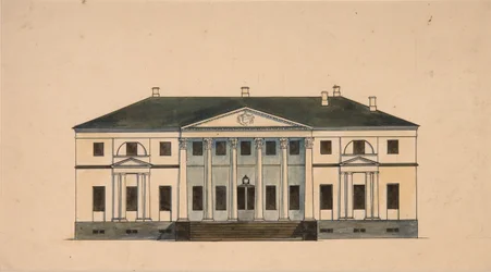 Facade of the House in the Golitsyn Petrovo-Dalneye Estate, First Quarter of 19th Century