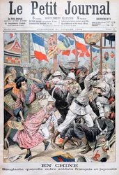 Fight between French and Japanese soldiers during the Russo-Japanese War, China, 1904