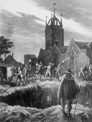 Filling a Mass Grave at Night During the Plague of London