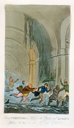 Flooding during the excavation of the Thames Tunnel, London, 1828