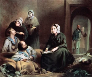 Florence Nightingale, British Nurse and Hospital Reformer, at Scutari Hospital, Turkey, 1855