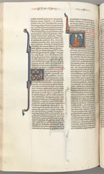 Amos, Historiated Initial V, Amos Kneeling in Prayer, Bust of God Above