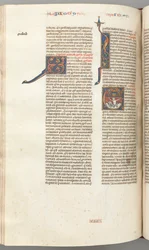 Jonah, Historiated Initial E, Jonah Swallowed by the Whale, a Walled City Above, fol. 357v, c. 1275