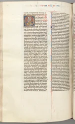 Fol. 368v, Malachi, Historiated Initial O, Malachi Seated with a Scroll