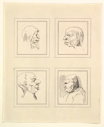 Four Heads from Characaturas by Leonardo da Vinci