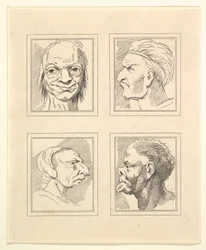 Four Heads from Caricatures by Leonardo da Vinci