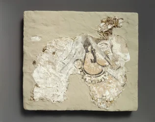 Fragment of Wall Painting: Female with a Mouth Cover Padam
