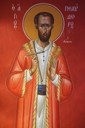 Fresco in Holy Cross Church, Pedoulas. Saint Polydor from Cyprus
