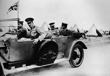 General Sir John Maxwell, commander of Egyptian troops, motoring through one of the camps