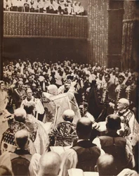 George VI is crowned with St. Edwards Crown on the day of his coronation