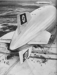 German Zeppelin airship Hindenburg moored at Lakehurst, New Jersey, c. 1936-1937