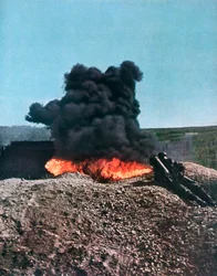 German soldier using a flamethrower, Russia