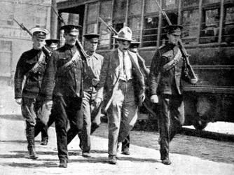 German Spy Escorted to Military Prison by the Canadian Authorities, First World War