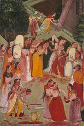 Girls Spraying Each Other at Holi, c. 1640-1650