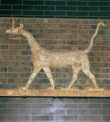 Glazed brick relief of a mushrushu on the Ishtar Gate