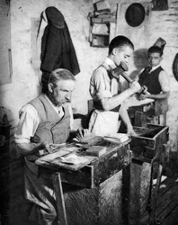 Gold-beating in a London Workshop