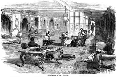 Grand saloon of the steamship Atlantic, 1850