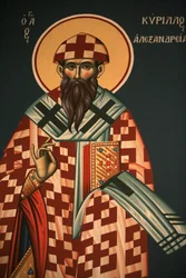 Greek orthodox icon depicting Saint Cyrile of Alexandria, Thessaloniki, Greece