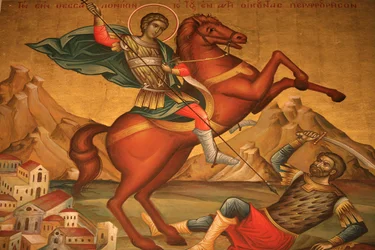 Greek Orthodox Icon Depicting Saint Dimitrios, Thessaloniki, Greece