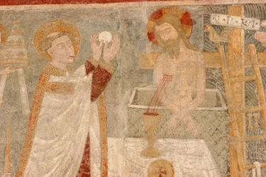 Gressan Magdalena romanesque church fresco, Gressan, Italy