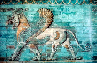 Griffin-Lion Relief in Glazed Brickwork, Achaemenid Period, Ancient Persia