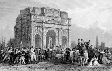 Guillotine Set Up Under the Arch of Marius at Orange, France, French Revolution