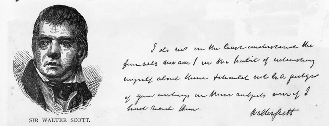 Handwriting and signature of Sir Walter Scott