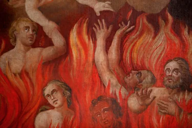 Hell painting in Saint-Nicolas de Veroce church, Saint-Nicolas de Veroce, France