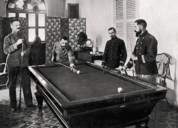 Henri Gouraud, French soldier, playing billiards