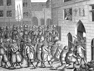 Henry IV of France watching the departure of the Spaniards from Paris, 22 March 1594