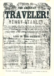 Henry M. Stanley, Handbill from Lecture Tour in America, At age 31 discovered Dr. Livingstone in Africa