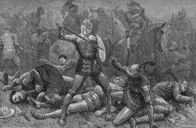 Henry and Alencon at Agincourt, 25 October 1415, c1880