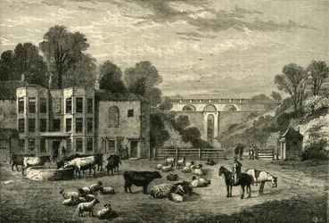 Highgate Archway Gate and Tavern in 1825, c. 1876